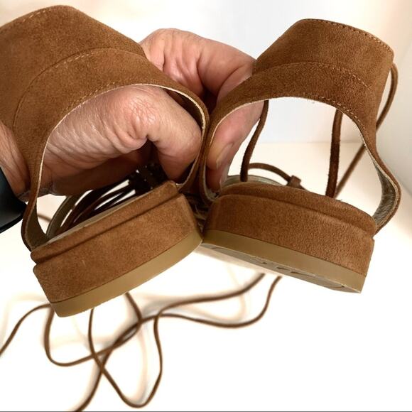 Stuart Weitzman Knotagain Ankle Wrap Flat Suede Sandal Size 8 - Picture 10 of 14